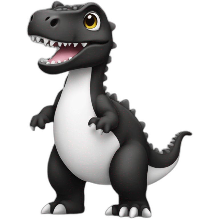 Cute black and white dino emoji