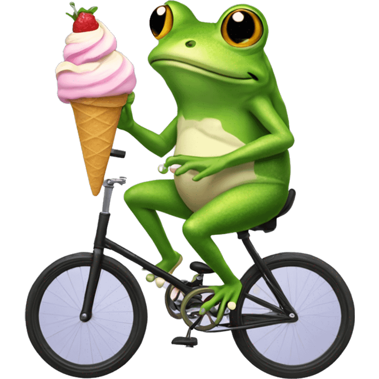 Frog eating ice cream on a unicycle  emoji