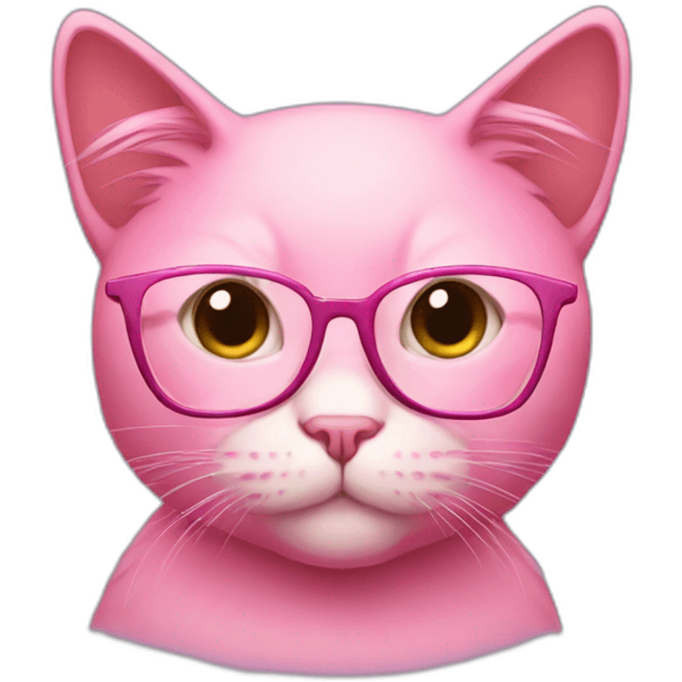 pink cat wearing prescription glasses emoji