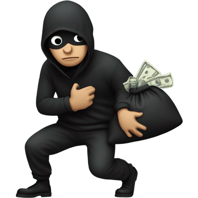 robber sneaking away with a large bag of money emoji