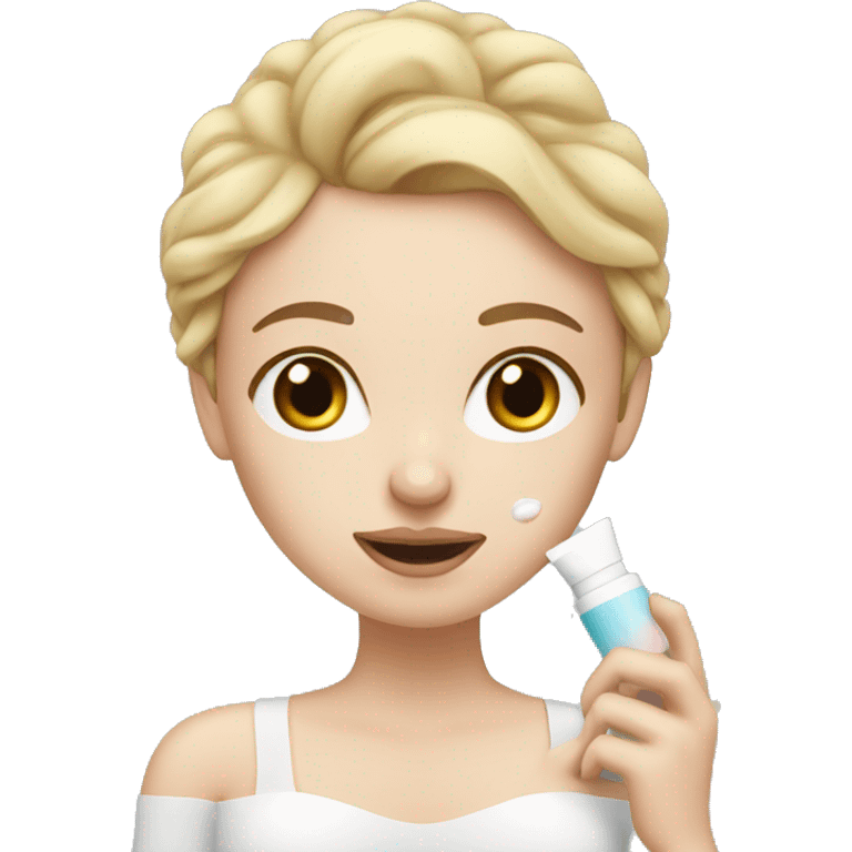 white girl applying cream on face emoji