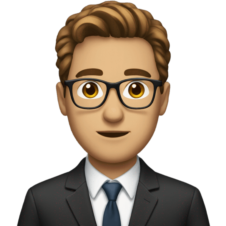 A man with brown hair with glasses in a suit emoji