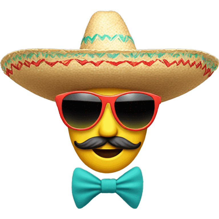 emoji with sunglasses and a sombrero on its head emoji