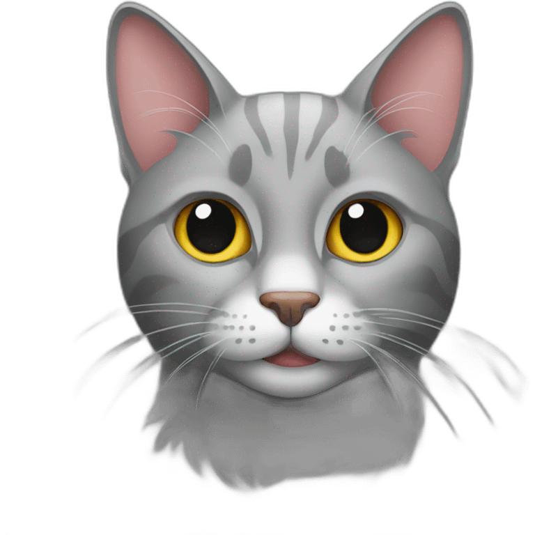 grey cat with meat emoji