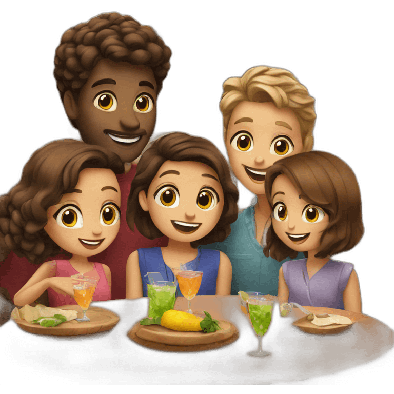 the animols family having an aperitif emoji