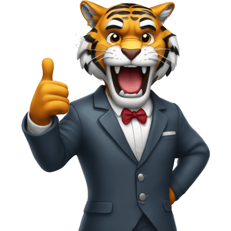 Angry Tiger with suit giving thumbs up emoji