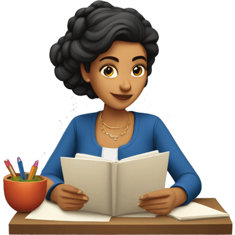 Latin lady writing in notebook emoji