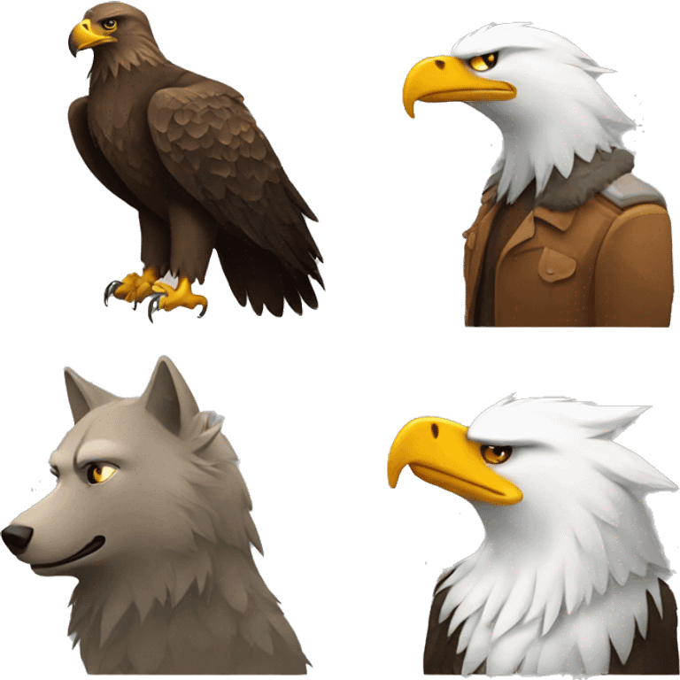 Eagle with wolf friends emoji