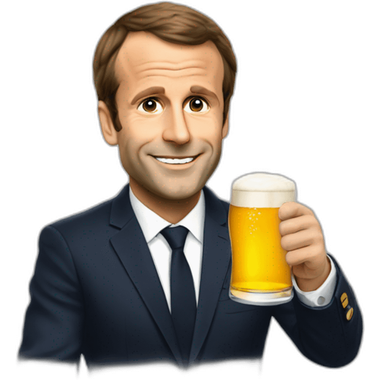 Macron avec une biere emoji