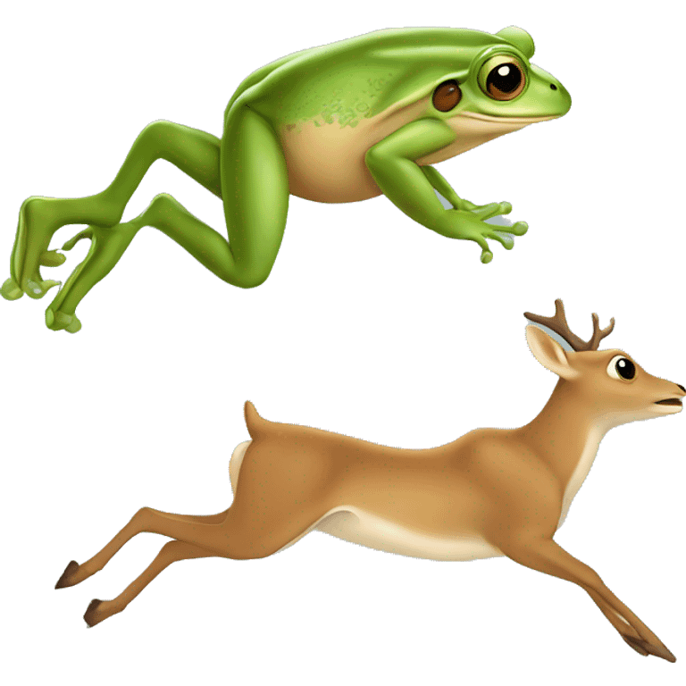 frog jumping a deer emoji