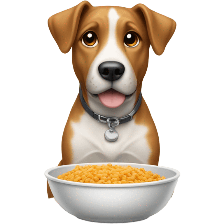 Dog at a table eating dinner  emoji