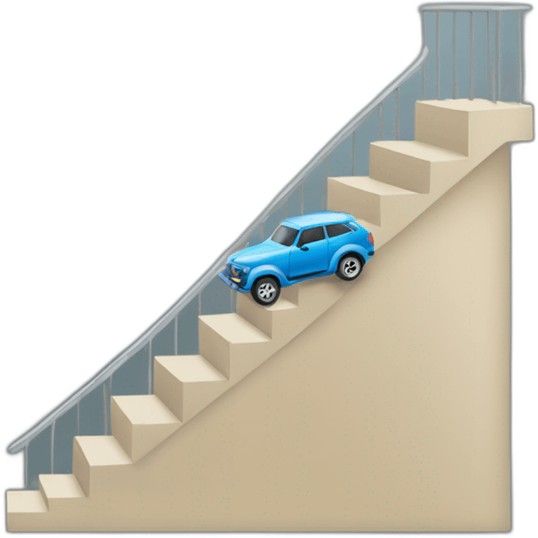 Car driving on top of staircase emoji