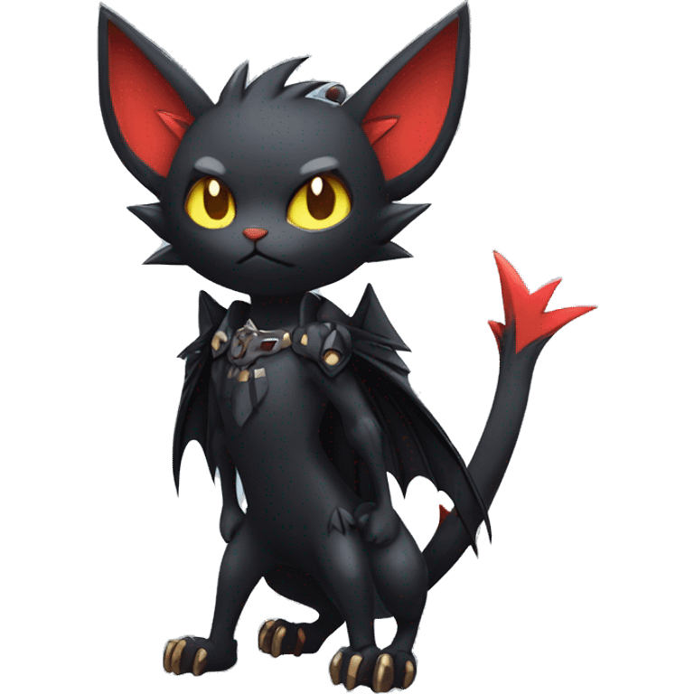 Black Edgy Punk-Gothic Bat-winged Litten-Bat-cat-Fakemon full body emoji