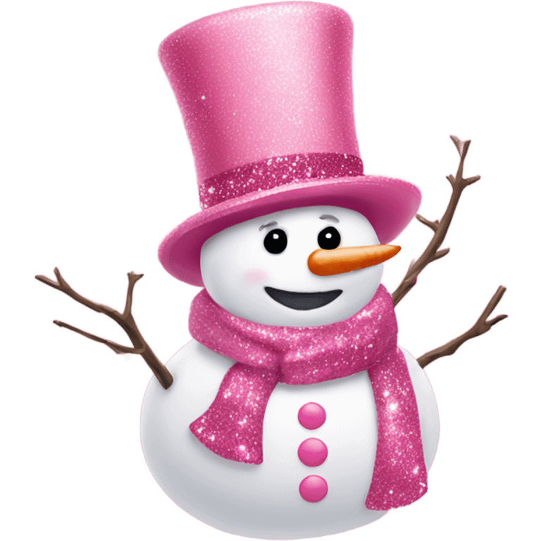 Rose pink snowman with glitter  emoji