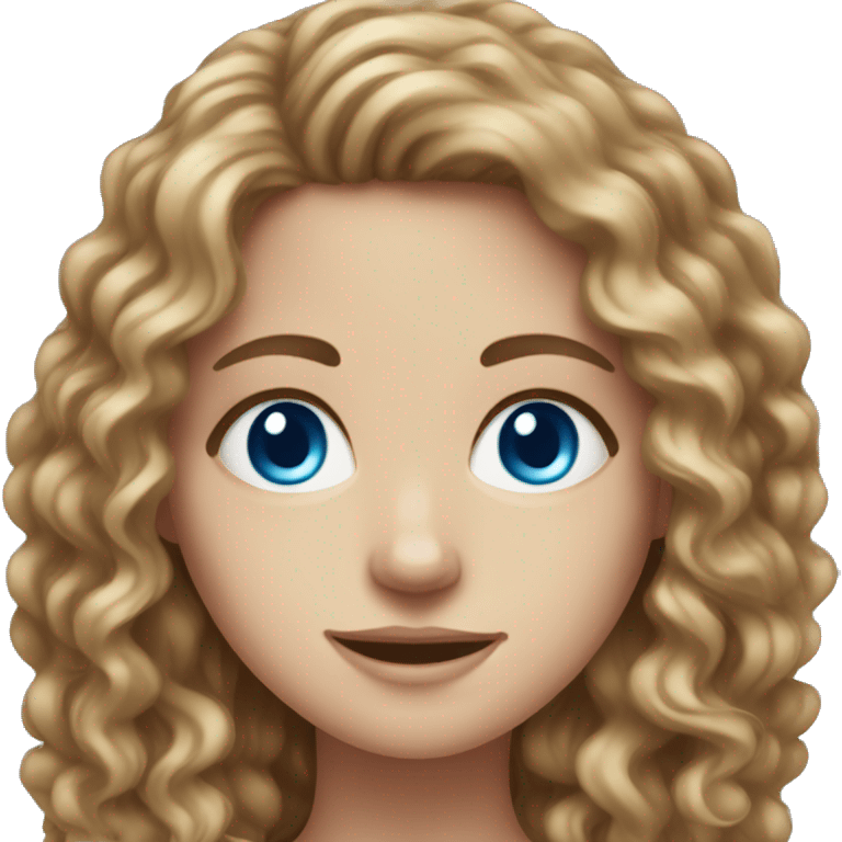 white girl with blue eyes and long curly brown hair  emoji