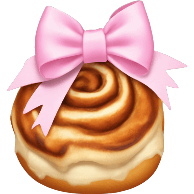 Cinnamon bun with light pink bow emoji