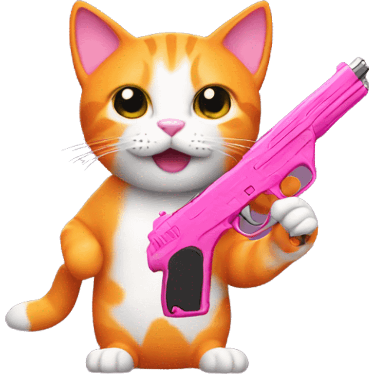 Orange cat with pink gun  emoji