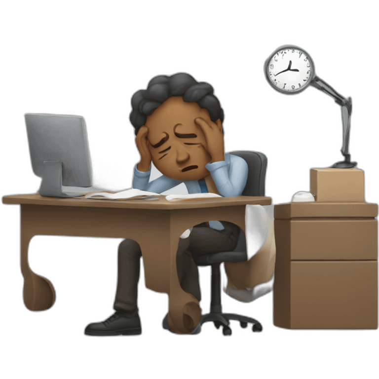 tired man trying to work emoji