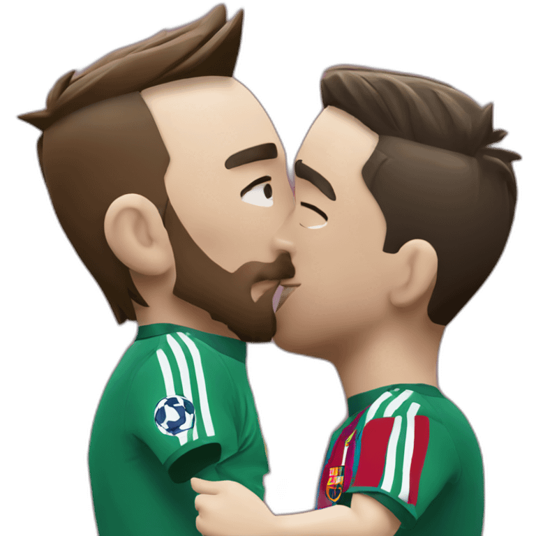 Leo Messi and Cristiano Ronaldo kissing emoji