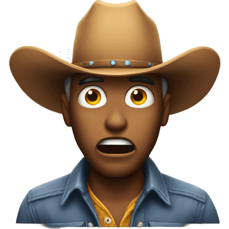 a shocked emoji wearing a cowboy hat emoji