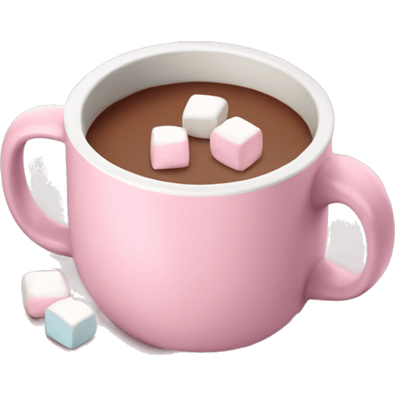 Light Pink mug of hot chocolate with marshmallows  emoji