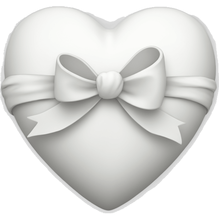 White heart with a small bow in the middle wrapped around the heart emoji