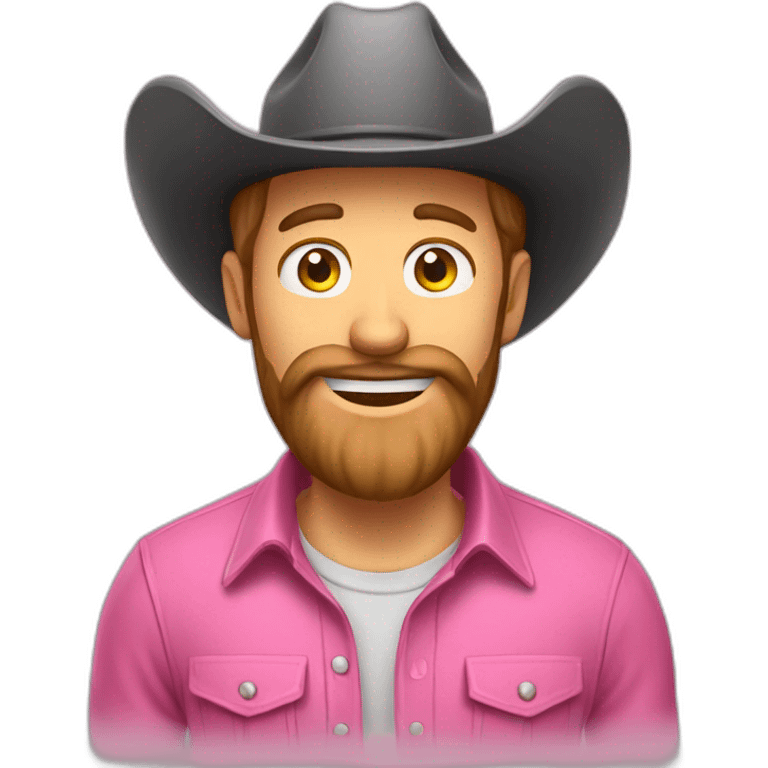 Caucasian guy with a full beard and a pink cowboy hat, greeting someone by tipping the hat emoji