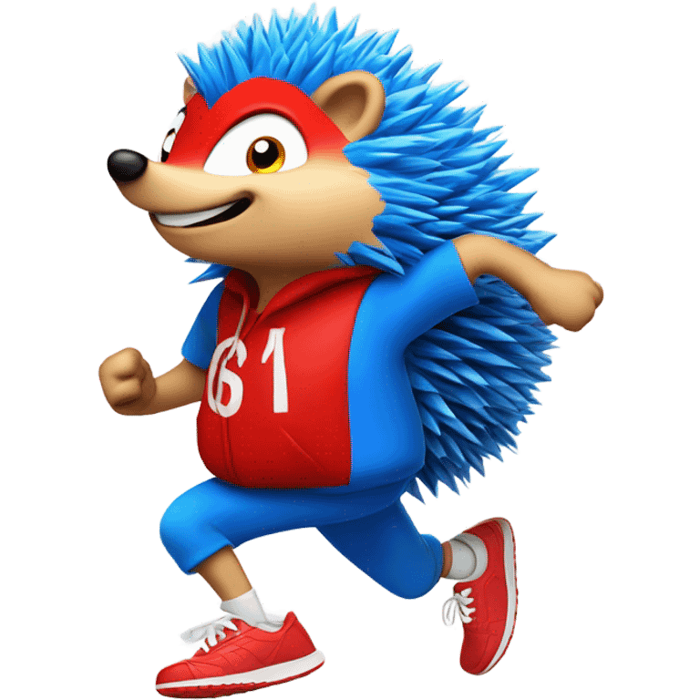 blue hedghehog running fast with red shoes emoji