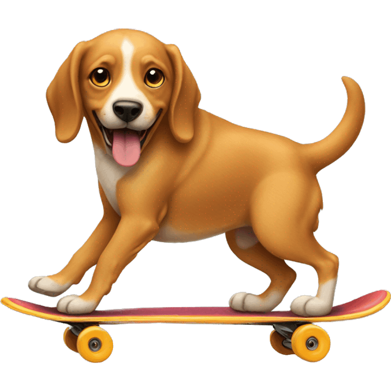 Dog on a skateboard eating a hotdog emoji