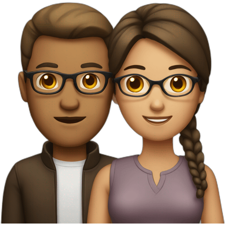 couple with brow hair woman with glasses emoji