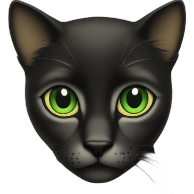 Chat noir poiles long au yeux vert emoji