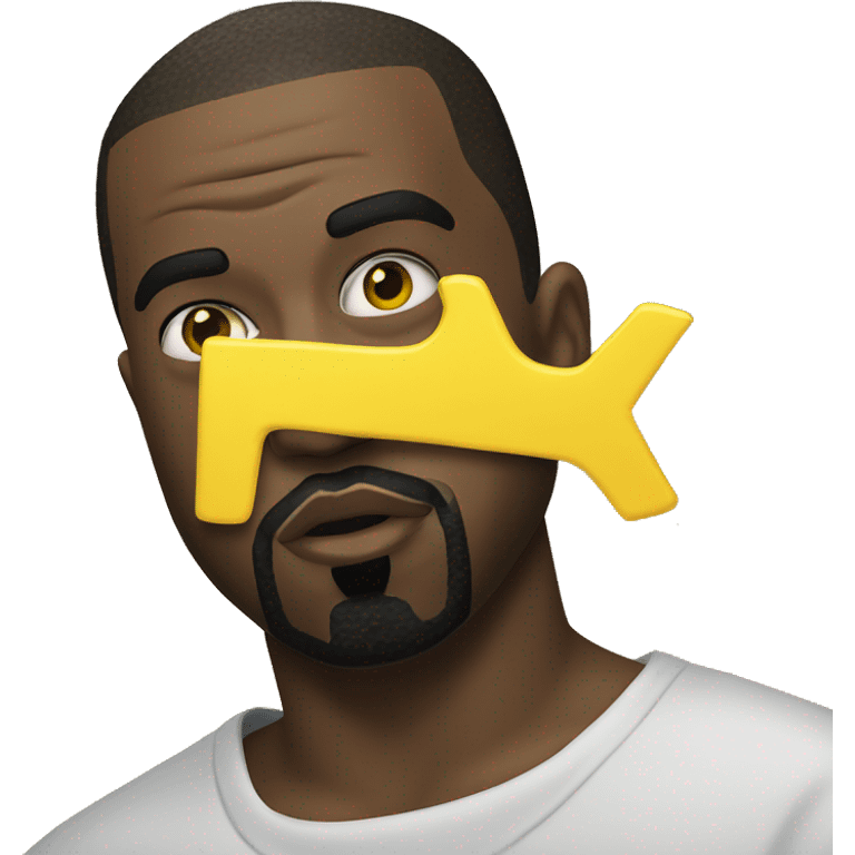 Kanye west holds a yellow sign emoji