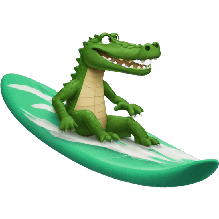 Surfing crocodile emoji