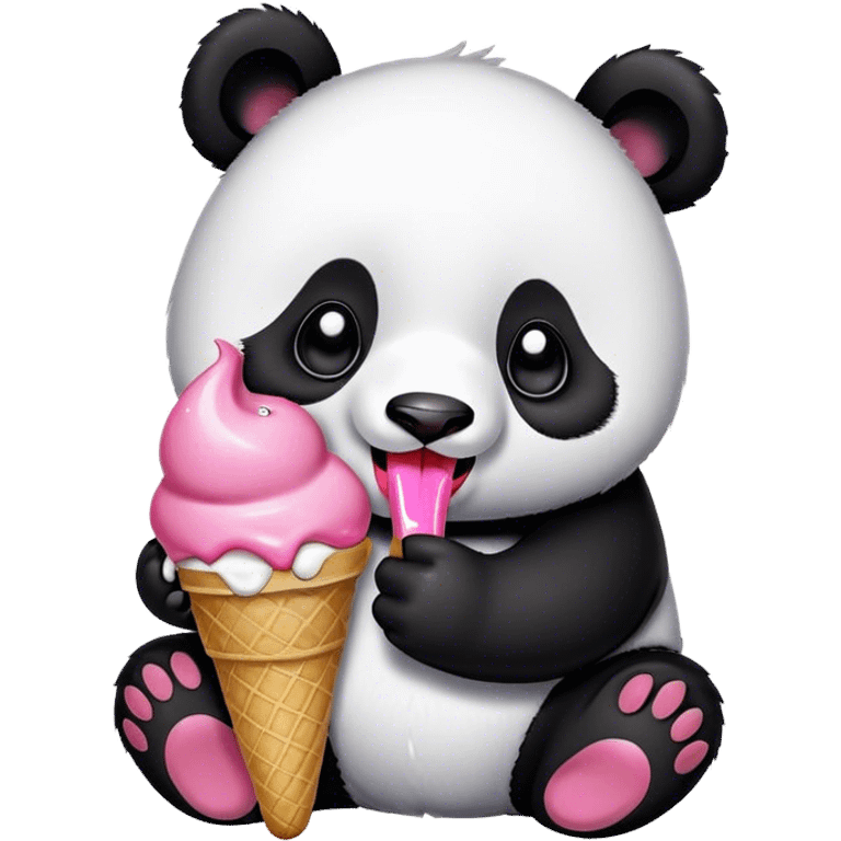 Panda eating ice cream emoji