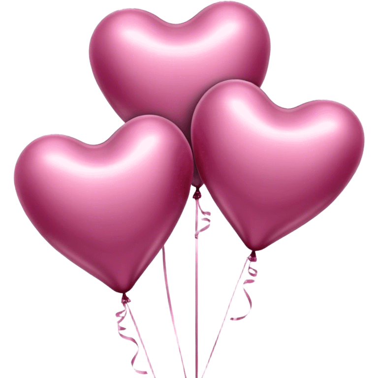 metallic heart-shaped balloons in burgundy and pink  emoji