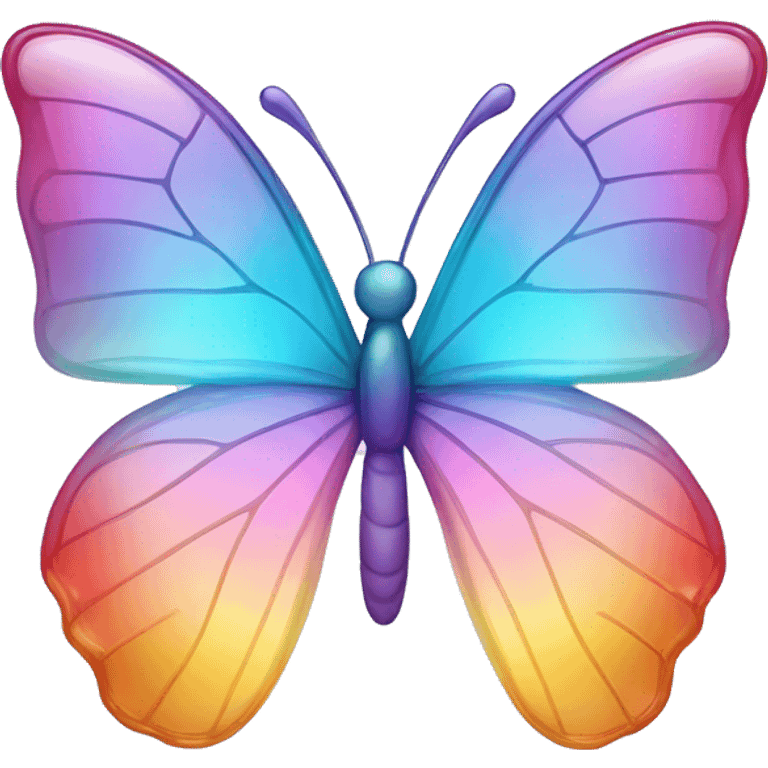 Pastel rainbow-gradient glass crystal butterfly emoji