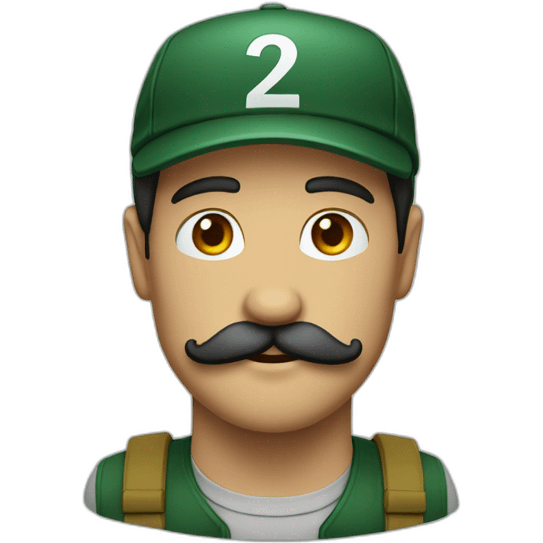 face of guy eith moustache and dark green cap  emoji