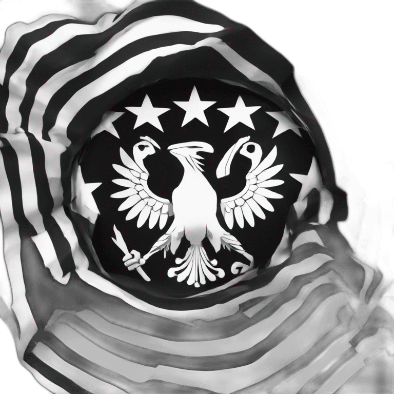 flag of prussia in black and white with an eagle in the middle emoji