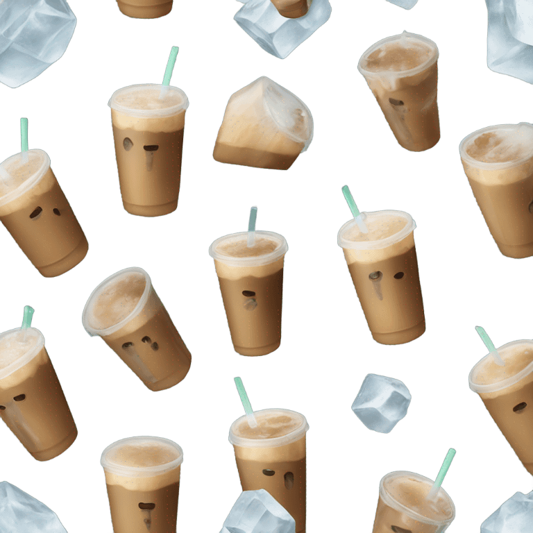 Starbuck ice coffee with ice cubes emoji