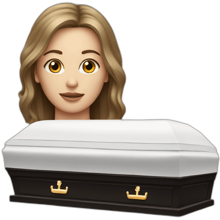 white brunette head next to a coffin emoji