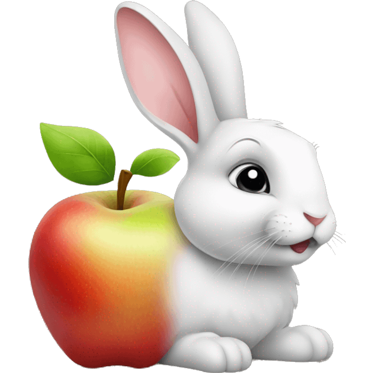 rabbit with apple emoji