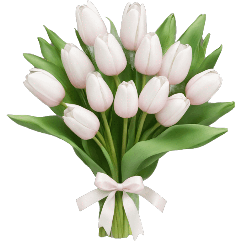 White tulips bouquet with light pink bow  emoji