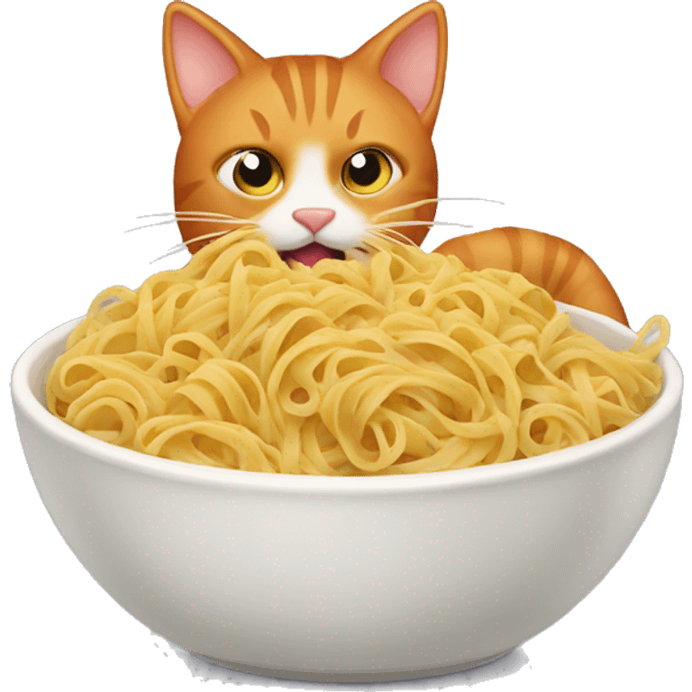 Ginger cat eating pasta  emoji