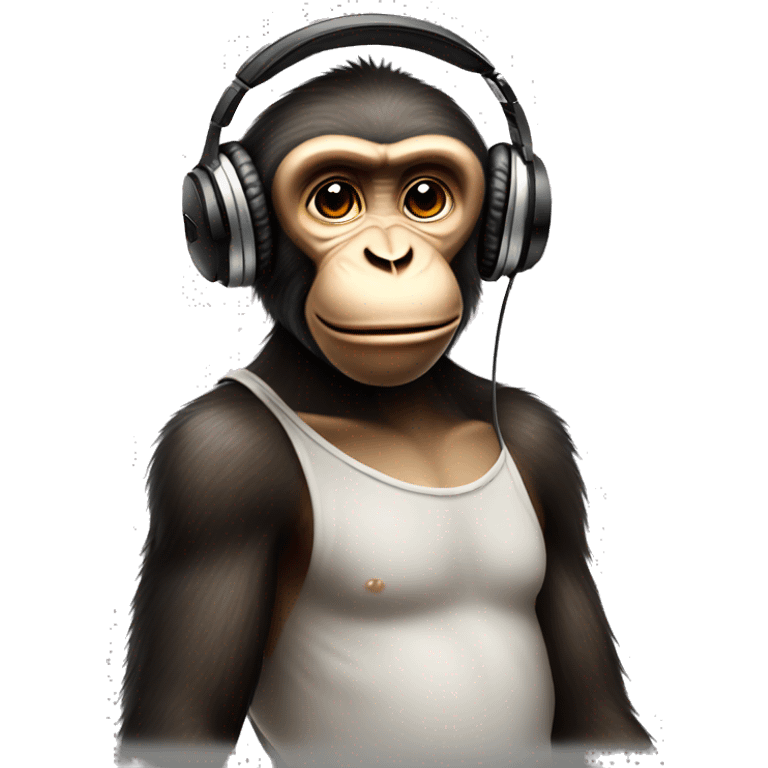 Monkey listen the music in headphones and chill emoji