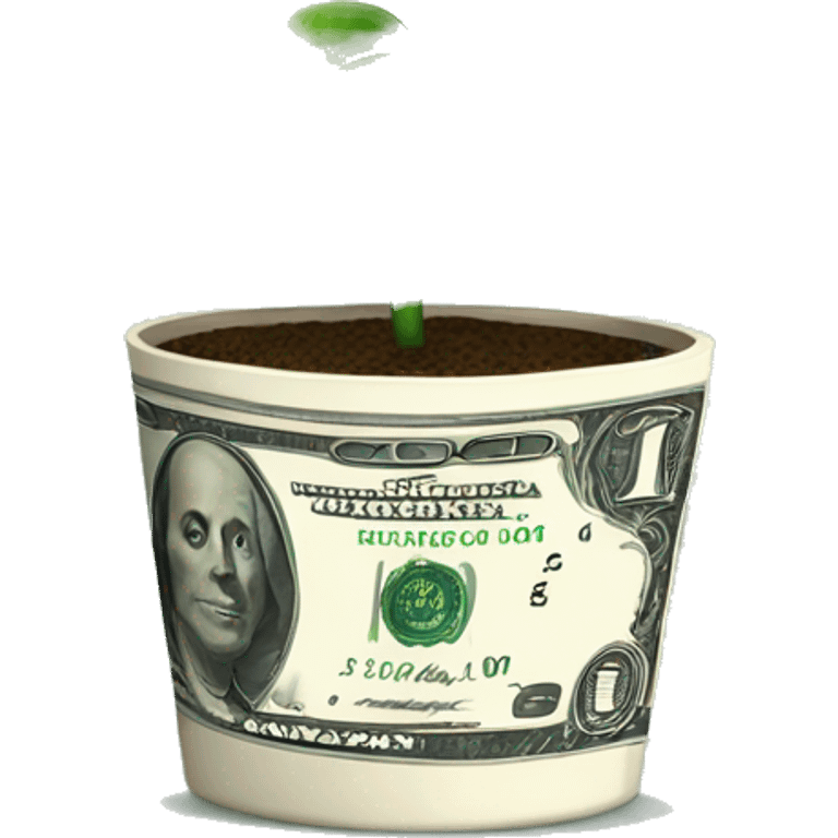 a potted plant with dollar bills as the leaves emoji