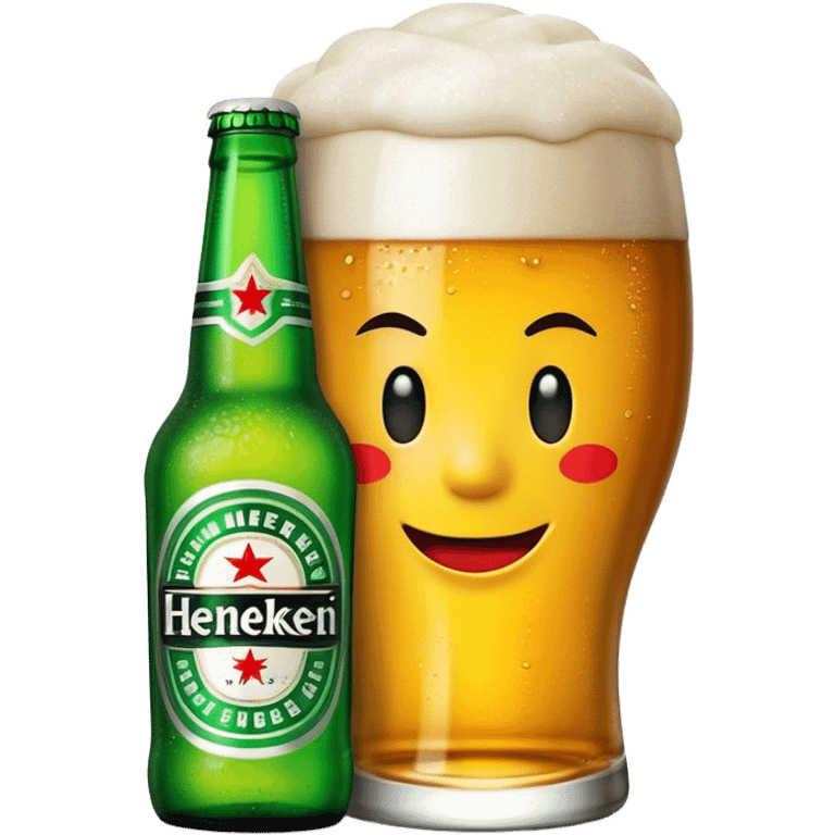 Cinematic Realistic Heineken Pop Culture Emoji, showcasing an iconic beer moment rendered with crisp textures and vibrant, energetic lighting. emoji