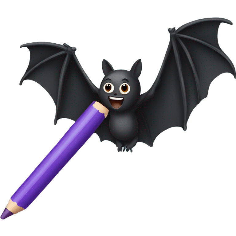 Bat with a crayon emoji