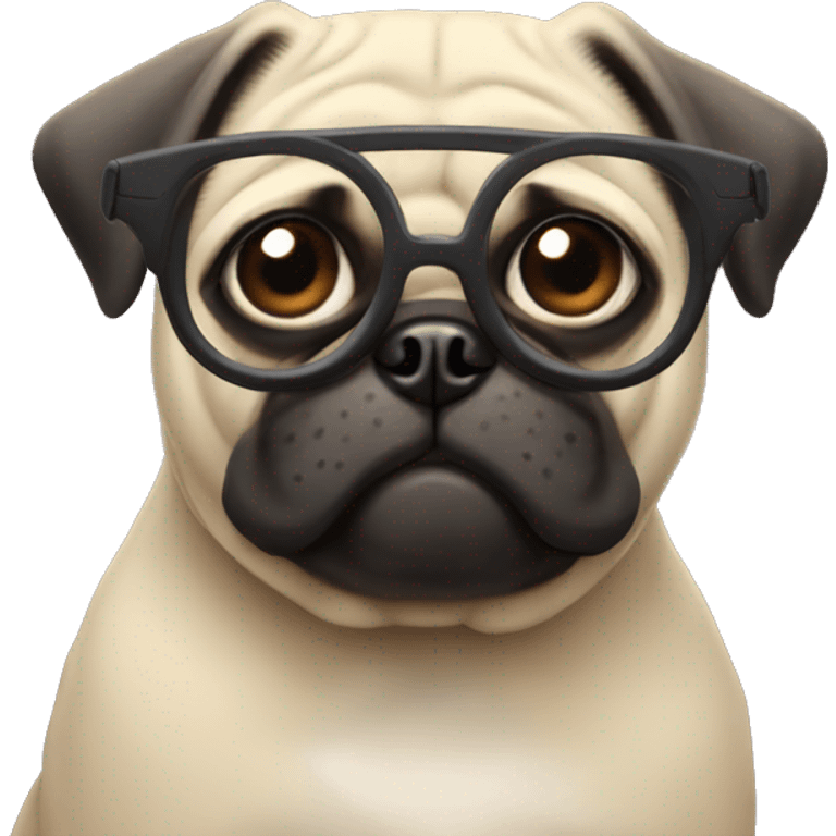 cunning pug dog with glasses emoji