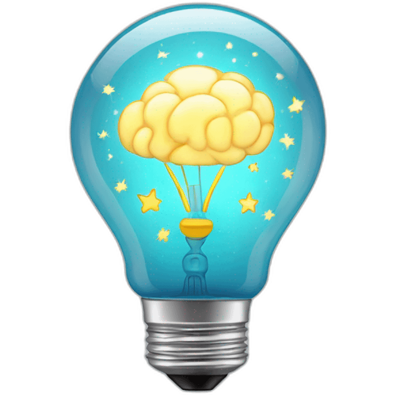 light bulb with little brain and stars inside emoji