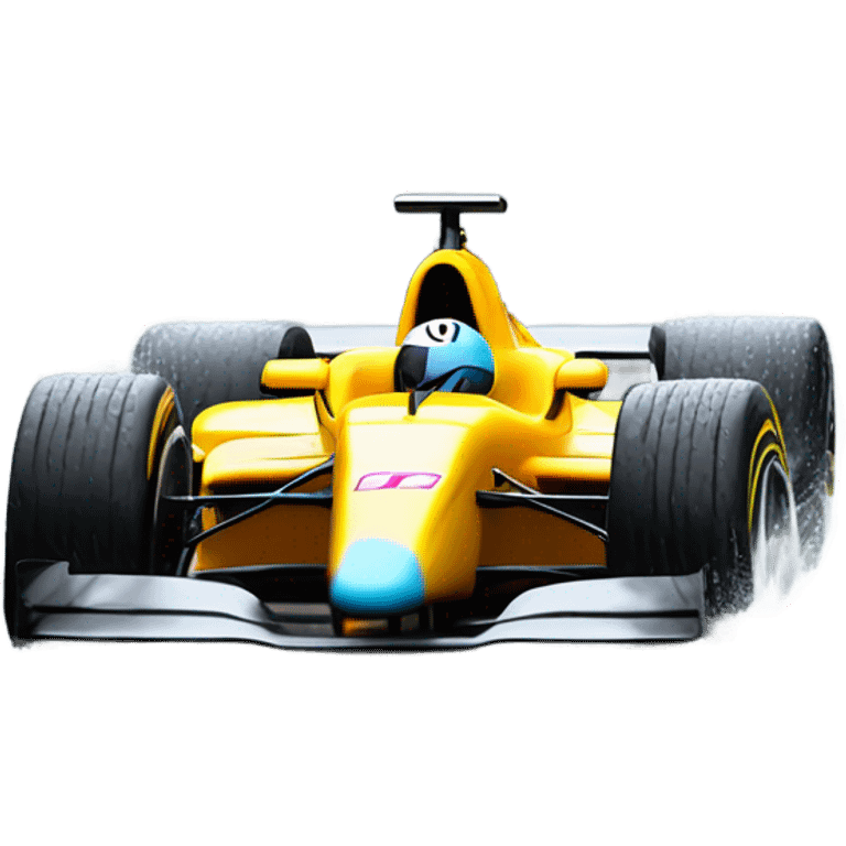 Formula one car in the rain emoji